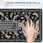 iCasso Black Large Mouse Pad, Desk Matt for Desktop, XXL Desk Mat for Keyboard and Mouse, Anti-Slip Big Mousepad Computer Mat with Stitched Edges(Insects)