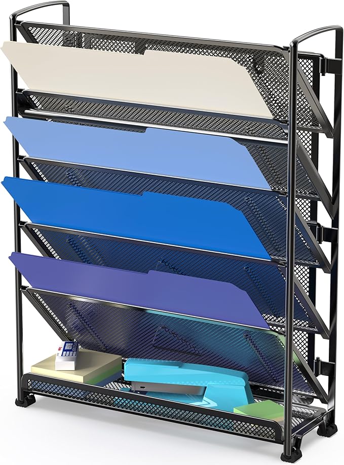 Simple Houseware 6-Tier Wall Mount Document Letter Tray Organizer, Black