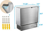 Pochar Stainless Steel Mailbox for Walls, Heavy Duty Wall Mounted Mailbox with Newspaper Holder - 11'' x 4.5'' x 11.50'' Silver Rust Proof Steel Dropbox(Silver)