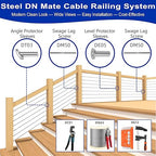 Steel DN Mate 50 Pack Stainless Steel Protector Sleeves for 1/8" 5/32" or 3/16" Cable Railing, Cable Protector Sleeves for Deck Railing System,T316 Cable Railing Hardware with a Drill Bit, DK05