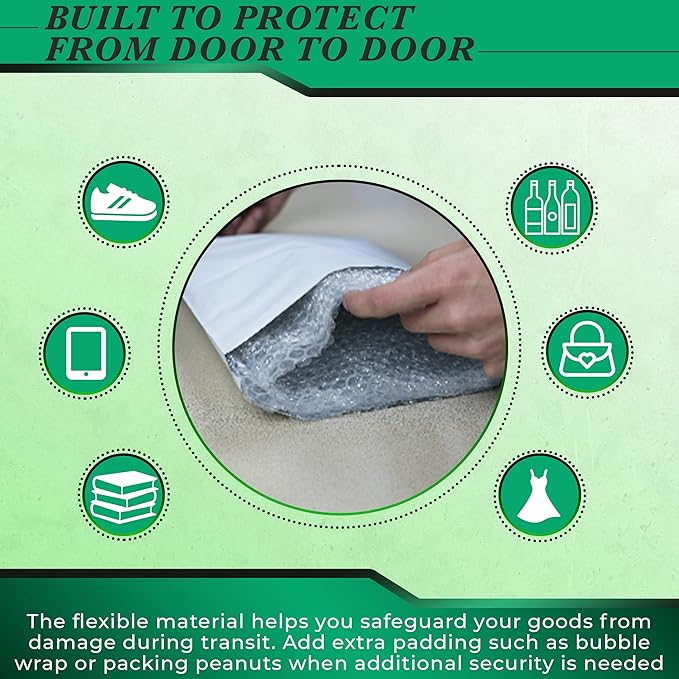 100 Pack Secure Seal White Poly Mailers - 19x24 Safe Shipping Bags - E-Commerce Self Sealing 2 Mil Poly Envelopes for Shipping