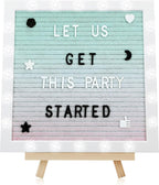 Changeable Felt Letter Board with LED Lights - 10×10" Message Custom Signs & Wood Stand & 450 Letters, Poster Board for Valentine's Day/Baby/Pregnancy Announcement/Classroom Wall Decor Gifts, Gradient