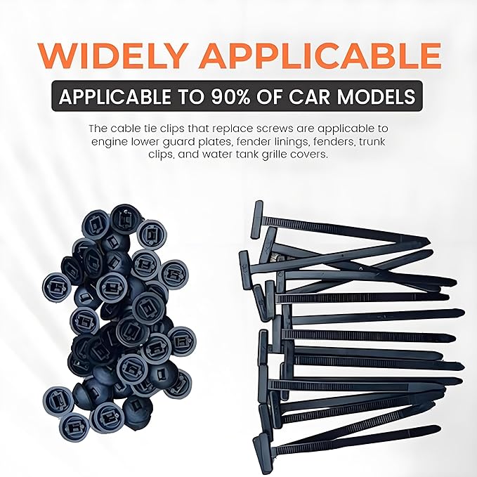 200 Pcs Nylon Universal Cable Tie Buckle with PP Storage Box - Multifunctional Zip Ties with Pin & Button, UV Resistant Fasteners for Car Repair, Bumper & Fender Clips (100PCS)