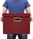 TYEERS Large Collapsible Storage Bins with Lids, Organization Bins for Closet Storage, Clothes Storage, Folding Storage Box with Lids for Home Office Storage - 5 Pack - Red Wine