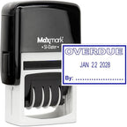 MaxMark Office Self Inking Date Stamp with Phrase Overdue - Blue Ink