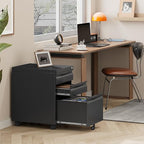 LONGLINK 3 Drawer Mobile File Cabinet with Lock,Under Desk Metal Filing Cabinets with Wheels for Home Office Organizer Letters/Legal/A4(Easy Assemble-Black)