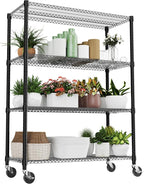 M MZG 4 Tiers Shelf 2640 lbs Steel Storage Shelving Utility Shelving Unit Steel Organizer Wire Rack for Home,Kitchen,Office,Garage Black 23.6" D x 53.1" W x 73.6" H