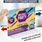 Acrylic Sign Holder 11 x 8.5 - Acrylic T Shape Table Top Display Stand, 3 Pack, Double Sided, Bottom Load, Landscape Style Menu Ad Frame. Perfect for Restaurants, Promotions, Photo Frames, Classroom
