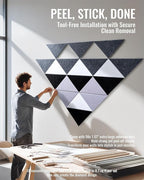 PebblingQ Felt Wall Tiles Bulletin Board, Modular Decorative Panels for Home Office, Kids Room, Classroom, DIY Geometric Design, Creative Photo Display Board, 18 Pack 11.8" Triangle Tiles(Ether)
