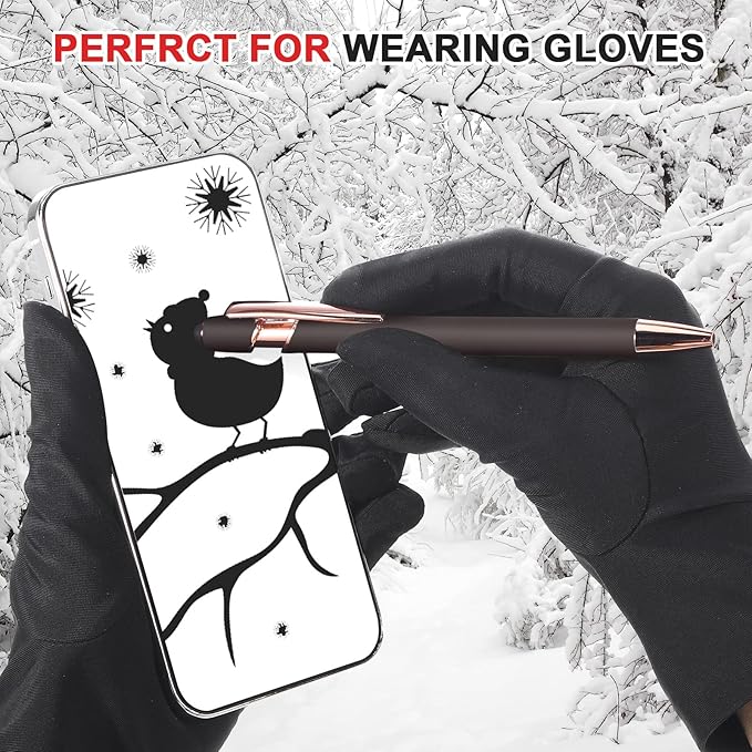 Tenare 12 Pieces 2 in 1 Stylus Metal Ballpoint Pen with Stylus Tip, 1.0 mm Black Ink Ballpoint Pen for Touch Screens(Gray and Rose Gold)