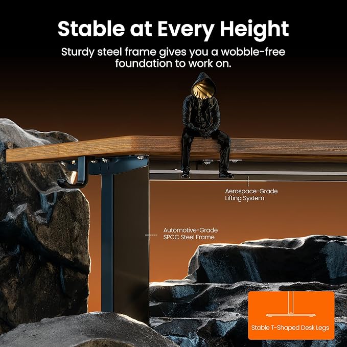ErGear Height Adjustable Electric Standing Desk, 63 x 28 Inches Sit Stand up Desk, Memory Computer Home Office Desk (Vintage Brown)
