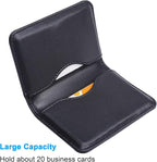 Wisdompro Business Card Holder, 2-Sided PU Leather Folio Name Card Holder Wallet Case with Magnetic Shut for Men and Women, Ultra Slim and Thin