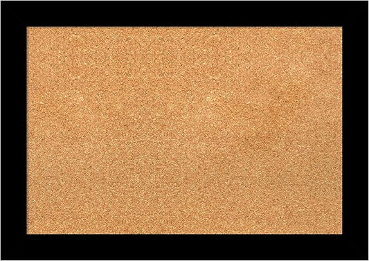 Amanti Art Natural Cork Board for Wall, 19x27 Vision Board with Black Wood Frame, Medium Corkboard Office Decor for Home Organization, Modern Contemporary Corkboard Pinboard to display items for home
