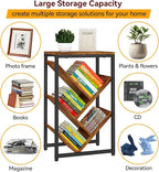 IBUYKE 5 Tier Tree Bookshelf, Small Desktop Bookshelf with Storage Organizer,for Books/CDs/Movies,Desk Display Bookcase for Bedroom Living Room,Rustic Brown,TBC003H