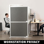 VIVO L-Shape Modular Corner Wall System, 3 Panels, Modern Professional Office Cubicle Dividers, Freestanding Privacy Screen, 66 inches High, Dark Gray, PP-MWS63D-L