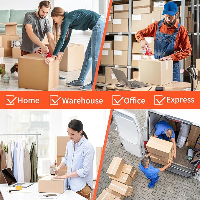 JARLINK 18 Rolls Clear Packing Tape with 3 Dispensers, Heavy Duty Packaging Tape Refills for Shipping Packaging Mailing, 2.7mil Thick, 1.88 inches Wide, 55 Yards Per Roll, 990 Total Yards