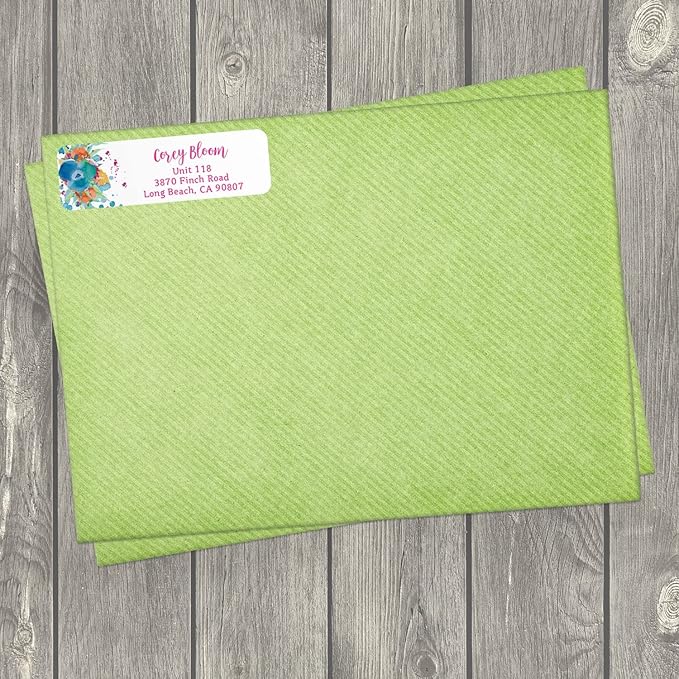 Bright Watercolor Floral Rolled Address Labels / 5 Vibrant Flower Bouquet Designs/Roll of 500 Personalized Address Labels/Designer Return Address Stickers in Elegant Plastic Dispenser