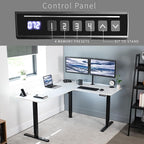 VIVO Electric Corner 63 x 55 inch L-Shaped Standing Desk, Memory Height Adjustment, White Top Black Frame, DESK-E3CTBW
