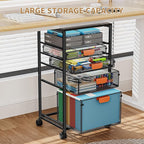 Marbrasse Rolling File Cart with 4 Storage Drawers, Mobile File Cabinet on Lockable Wheels, Hanging Filing Cabinet Organize, Under Desk Utility Cart for Home Office