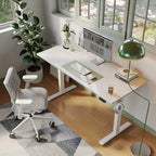 Agilestic Electric Standing Desk, 55 x 24 Inches Height Adjustable Desk, Sit Stand up for Work Office Home, Ergonomic Rising Computer Table with Memory Preset, White