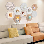 15'' Large Hexagon Cork-Bulletin Board Tiles Adhesive Frameless 10 Pack 15 x 13 inch Hex Pin Corkboard Prayer Vision Cork Board for Office-Wall Decor, Hexagonal Tack Pinboard with 30 Push Pins