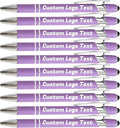 HEYZARDA Personalized Pens with Name Text Logo Custom Ballpoint Pen for Business Office Events with Stylus for Touchscreen 100 Pcs Purple