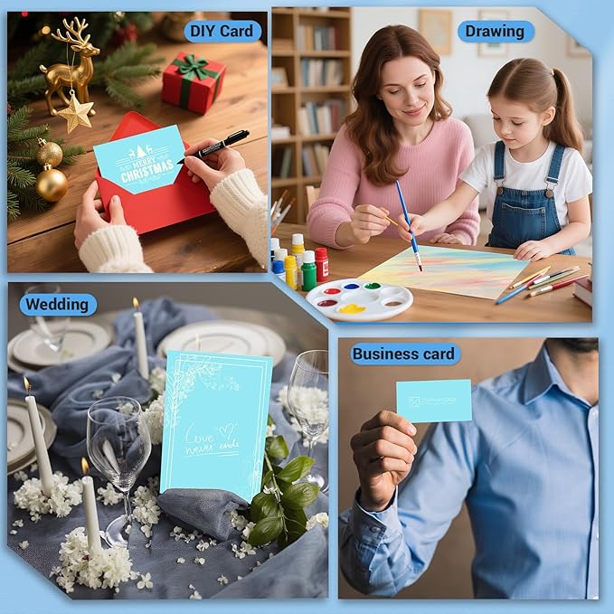 Cardstock 8.5 x 11, Thick Printer Paper 75 lb/200 gsm, 80 Sheets Card Stock Blue, Heavy Card stock, Art CardStock Paper for Invitations, Diy Cards, Business Cards, Menus, Crafts, Drawing etc