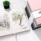 Annecy Lined Journal Notebook, Hardcover Leather Journal for Women & Men, 160 Numbered Pages, Medium 5.5" x 8.25", 100 GSM Thick Paper, Haze Blue