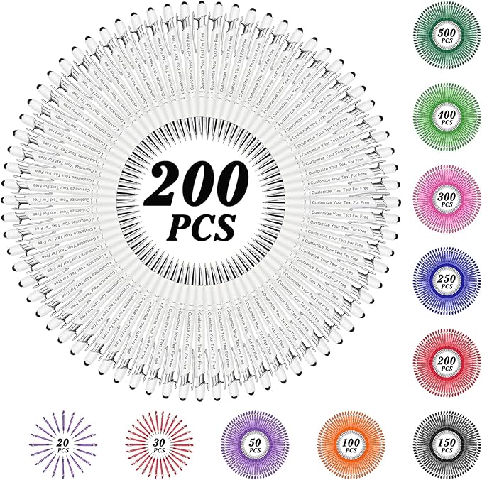 Max 500 Pcs Personalized Pens Bulk, Custom Pens with Free Engraving, Customized Stylus Tip Ballpoint Pen with Your Name Massage Text for School Office Business Graduation Anniversaries-200 Packs