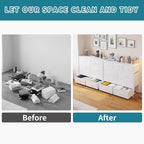 LUMTOK 10-Drawer Dresser, Fabric Storage Dressers Drawers for Bedroom, Hallway, Nursery, Closets, Steel Frame, Wood Top, Easy Pull Handle (White)