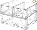 Vtopmart 3 Pack Stackable Storage Drawers, Easily Assemble Acrylic Bathroom Undersink Organizers,Clear Plastic Storage Bins for Closet,Cabinet,Pantry,Medicine Organization
