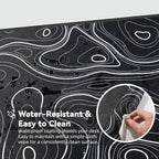 Reniteco Waterproof Large Gaming Mouse Pad with Durable Stitched Edges, Non-Slip Rubber Base, Grainy Jacquard Mouse Mat Desk Pad for Home Office Gaming, 31.5''x11.8''x0.12'', Topographic Map White