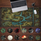 Game Forest Large Mouse Pad XXL Green Map Playmat for MTG Adventure Gaming Deskpad Desk Mat for Keyboard and Mouse Mat with Stitched Edges Anti-Slip Funny Desk Pad, 31.5 X 15.8 in