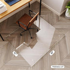 Koonmi Tempered Glass Chair Mat for Hardwood Floors & Carpets, 42" x 48“ Transparent Heavy Duty Office Floor Protector with Noise-Free Gliding Shatterproof for Home Office Desk