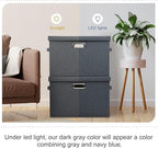 Graciadeco Large 17" 36 Quart Collapsible Stackable Storage Bins with Lids, 3 Packs Dark Gray Foldable Fabric Closet Storage Boxes with Lids, Heavy-duty Linen Cube Baskets(17x12x11)
