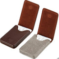 Outus 2 Pieces Business Card Holder, PU Leather Business Card Case Pocket Wallet with Magnetic Shut for Christmas Gift Men Women(Coffee and Gray,Classic)