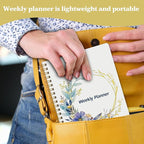 Undated Weekly Planner- Weekly Goals Notebook, A5 To Do List Planner, Habit Tracker Journal with Spiral Binding（Flower-2）