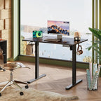 DEVAISE 48 x 24 Inches Standing Desk, Whole-Piece Desktop Electric Standing Desk with Adjustable Height,Cable Holes, 3-Preset Memory Sit Stand up Desk, One-Piece Computer Desk for Home, Office (Black)