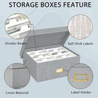 Decorative Photo Storage Box - 2 Pack Linen Photo Box Organizer with Dividers, Fits Holds Up to 1700 Pictures and 4x6 Photos, Memory Keepsake Organizer for Scrapbook Supplies, Cards, Stamps (Grey)