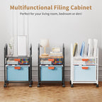 Marbrasse Rolling File Cart with Adjustable Dividers, Mobile File Cabinet on Lockable Wheels, Office Filing Cabinet Organizer, Hanging File Folder Organizer for Home Office - White