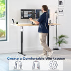 VIVO Electric 71 x 30 in Standing Desk, Memory Height Adjustment, 1B Series, Holds 220 lbs, Light Wood Top Black Frame, DESK-KIT-1B7C
