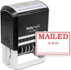 MaxMark Large Self-Inking Rubber Date Office Stamp with Mailed Phrase & Date - Red Ink, 12-Year Band - Style 3