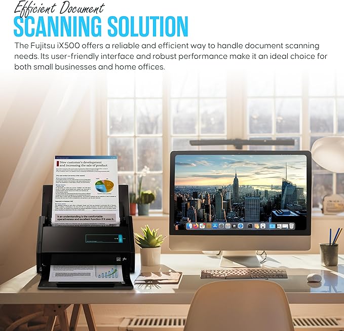 IX500 Fujitsu Scansnap Receipt Scanner for Mac & PC - USB High Speed Cloud Enabled Document, Photo Scanners - ADF with Duplex Scanning - Comes with 16v, USB 3.0 Cable (Renewed)
