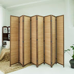 Loomveil 8 Panel Room Divider Folding Privacy Screen,67 inch Bamboo Panel Divider for Home Partition,Brown