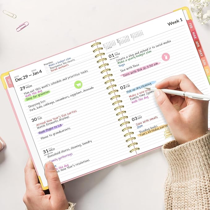 Forvencer 2026 Planner, Hardcover Calendar Planner Weekly and Monthly, Jan 2026 - Dec 2026, 6" x 8", Spiral Agenda Book with Tabs, Exquisite Daily Journal Organizer for Home School, Purple Marble