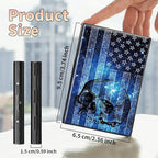 BWEGRHE Slim Credit Card Holder, Blue Skull Flag RFID Blocking Metal Wallet for Men & Women, Aluminum Minimalist Hard Case Pocket-Sized Business Cards Organizer (Fits Up to 10 Cards)