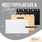 OFFILICIOUS Black Index Card Holder 4x6 - Index Card Box With Index Dividers, Ruled Cards & Stickers - Recipe & Flash Card Holder Box Organizer