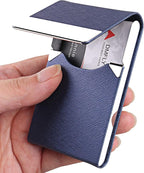 DMFLY Professional Business Card Holder, Pocket Business Card Case for Women & Men, PU Leather Multi Card Case, Credit Card Wallet, Name Card Holder with Magnetic Closure, Blue-gs