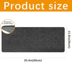 Large Felt Desk mat 36x12 inches, with Non-Slip Full Desk Mouse Pad,Office Computer Desk Mat for Keyboard,Felt Desk Mat for Desk Pad Protector (Dark Gray)