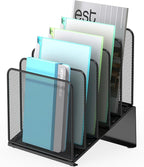 Inclined 5-Section Desk File Organizer, Vertical File Folder Holder File Sorter File Organizer for Desk Desktop Organization for Office Classroom